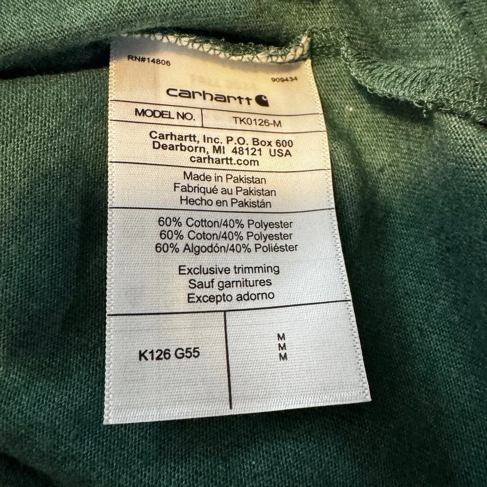 Carhartt K126 Men's Loose Fit Heavyweight Logo Pocket T-Shirt Med Green Work NEW